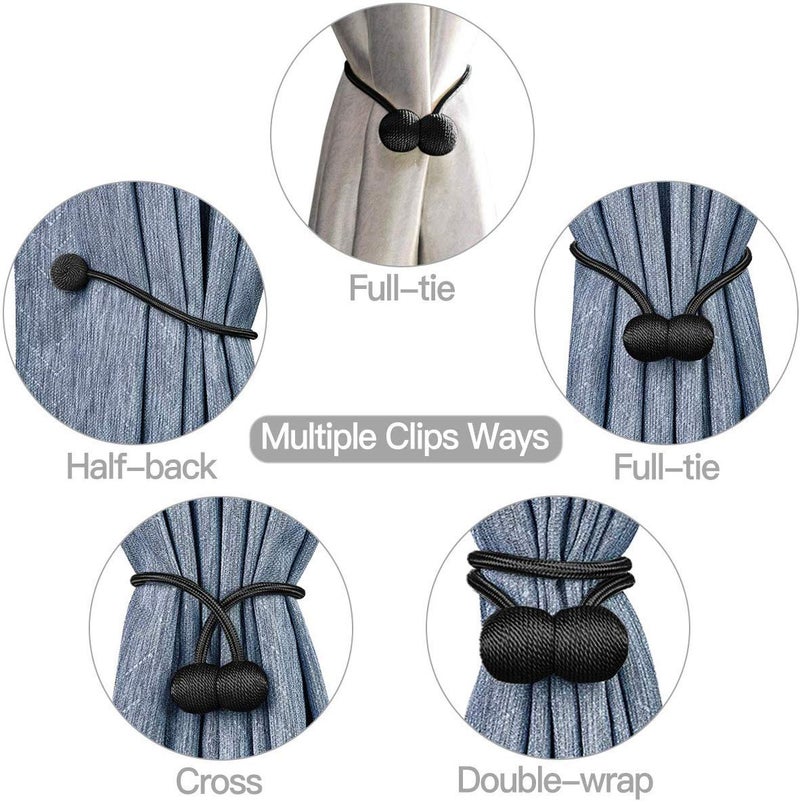 IHClink Window Curtain Tiebacks Clips VS Strong Magnetic Tie Band Home Office Decorative Drapes Weave Holdbacks Holders European Style 1 Pair - Image 2